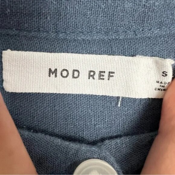 Mod Ref The Trevor Cotton Button-Front Utility Jumpsuit Blue Size S - Picture 4 of 8